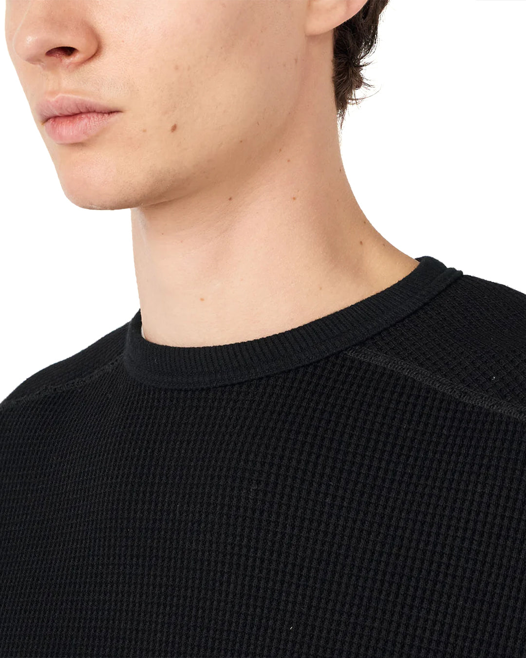 Black Crew Neck Thermal Sweat