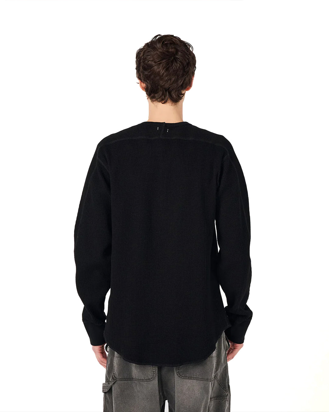 Black Crew Neck Thermal Sweat
