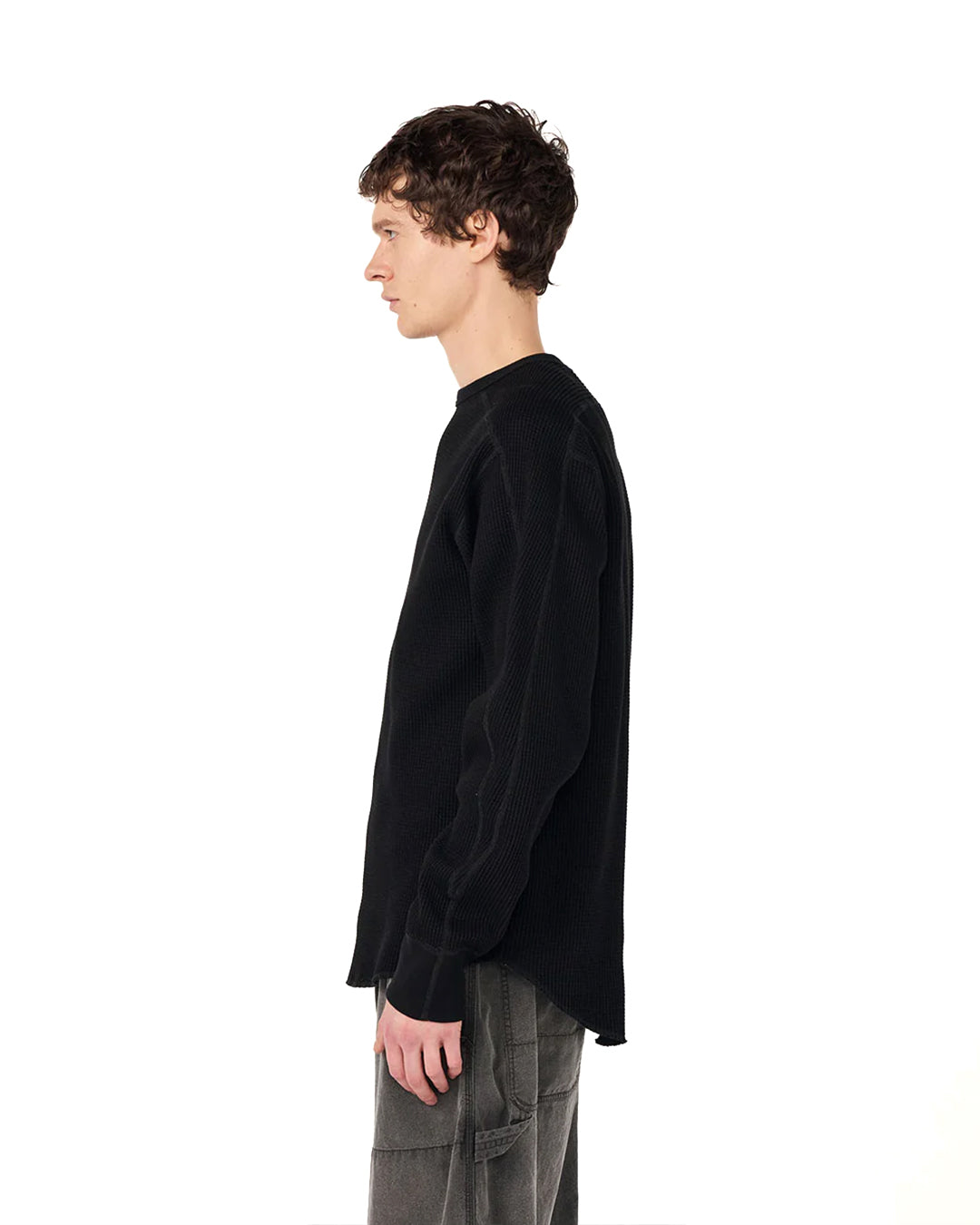 Black Crew Neck Thermal Sweat