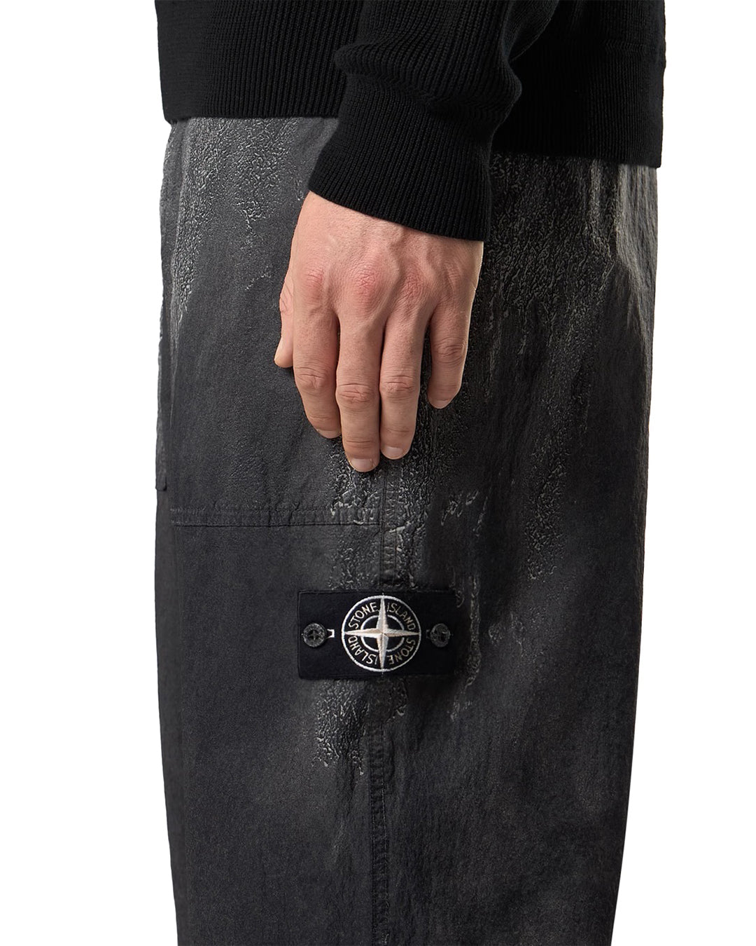 Black Dense Nylon-TC Hand Sprayed Reflective Fatigue Trousers