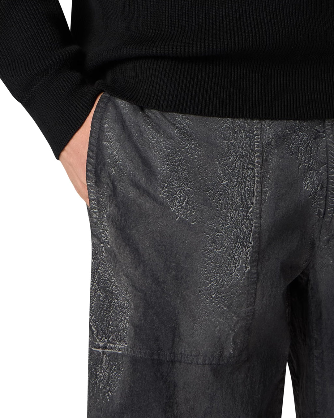 Black Dense Nylon-TC Hand Sprayed Reflective Fatigue Trousers