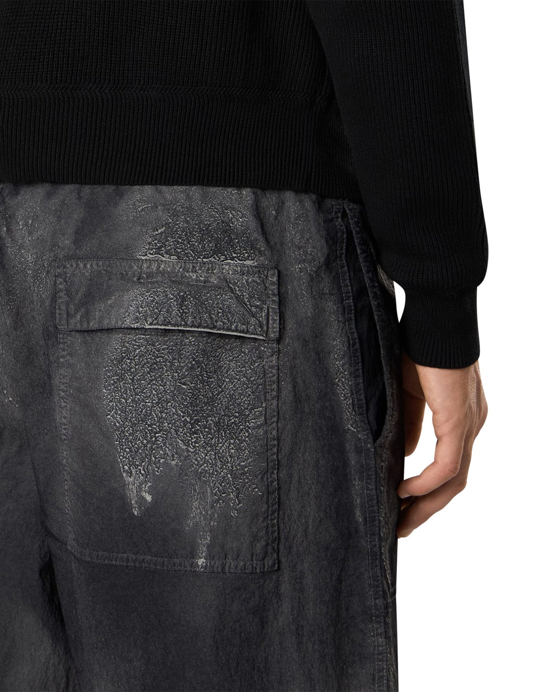 Black Dense Nylon-TC Hand Sprayed Reflective Fatigue Trousers