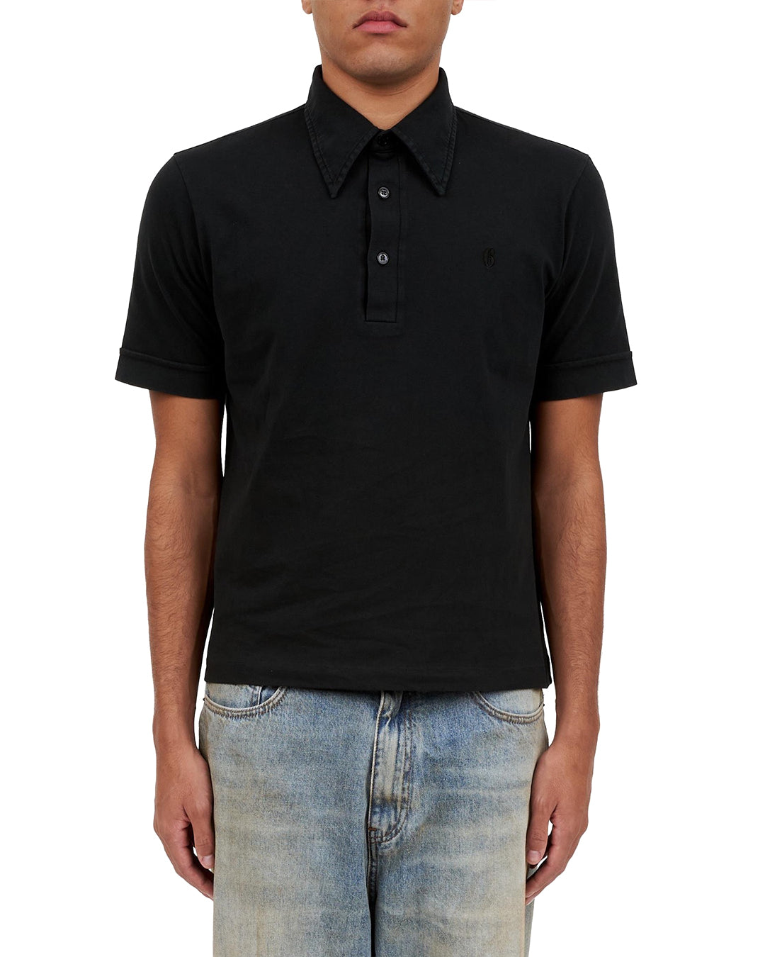 Black Heavy Cotton Jersey Polo Shirt