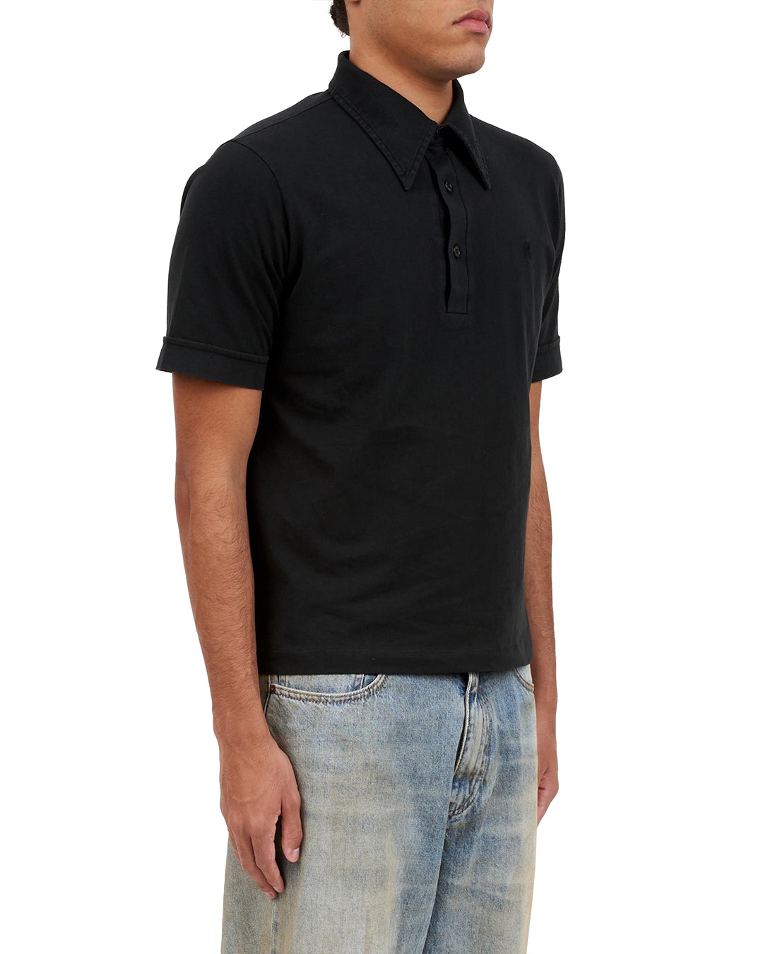 Black Heavy Cotton Jersey Polo Shirt