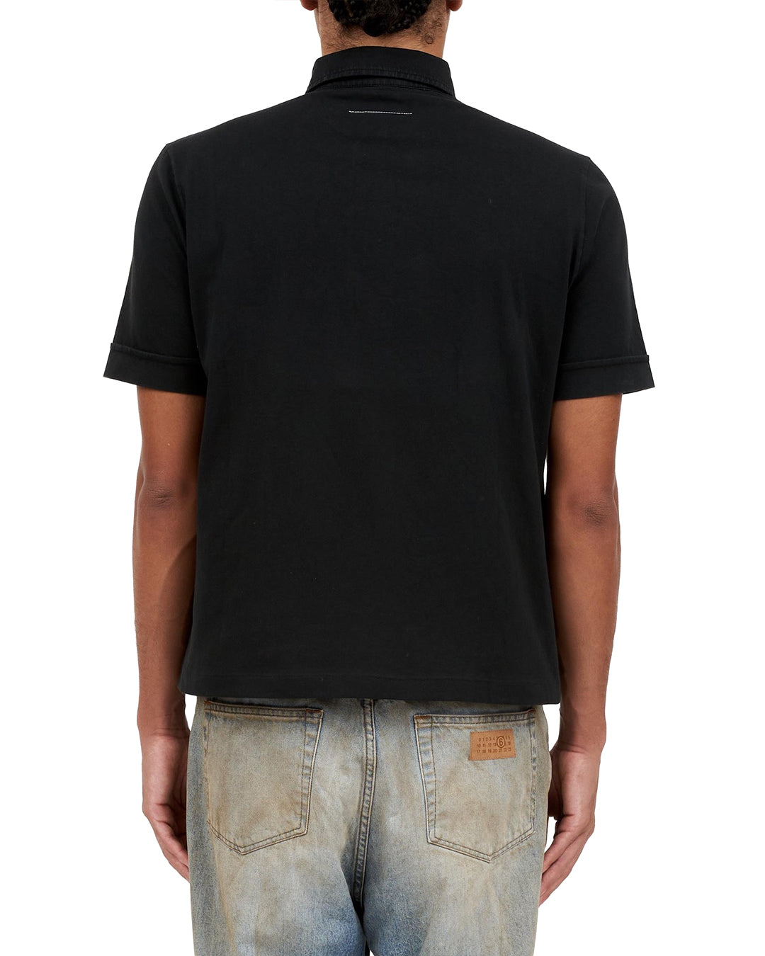 Black Heavy Cotton Jersey Polo Shirt