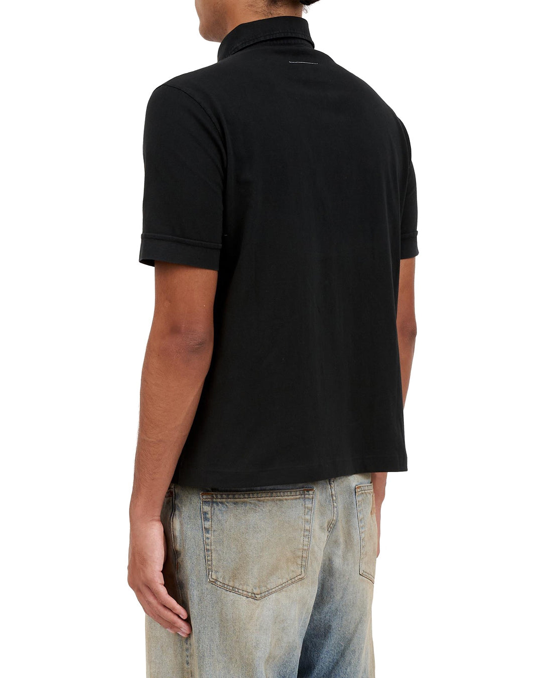 Black Heavy Cotton Jersey Polo Shirt
