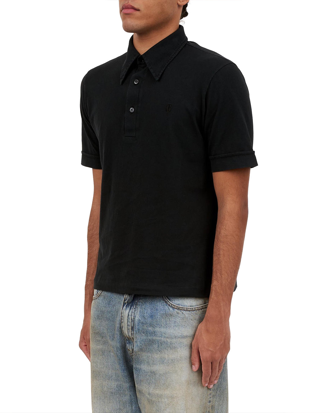 Black Heavy Cotton Jersey Polo Shirt