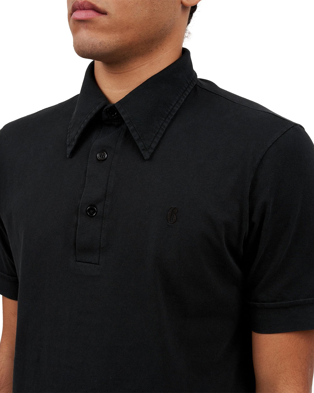 Black Heavy Cotton Jersey Polo Shirt
