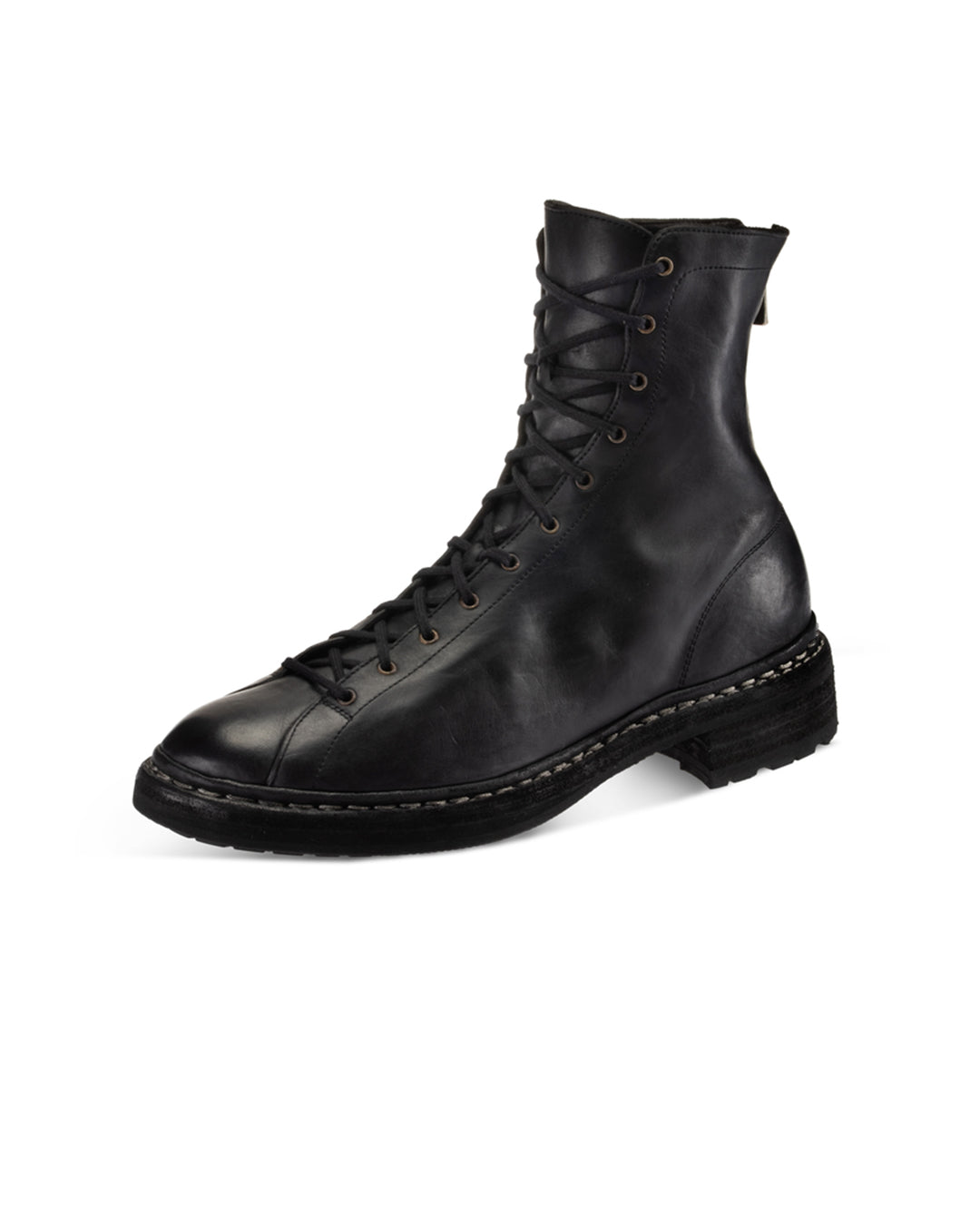 Black Horse Leather 5212BZV Laced Up back Zip Boots
