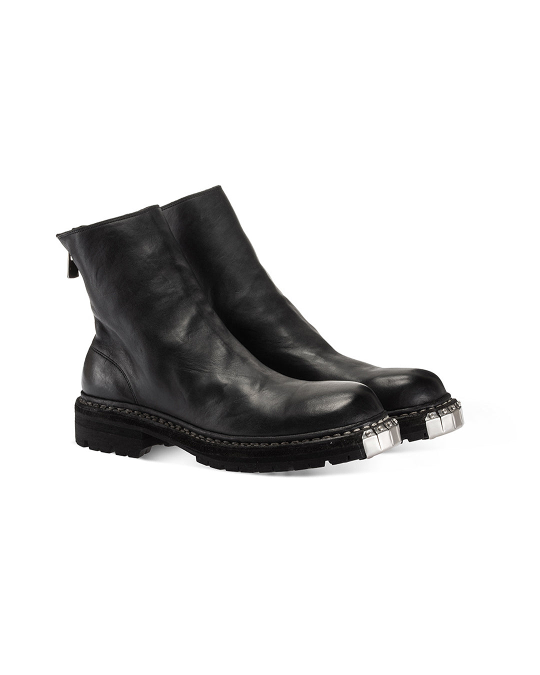 Black Horse Leather GR06V Back Zip Big Daddy Boots