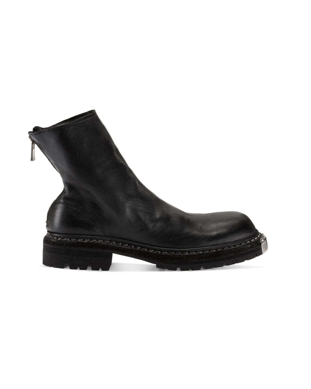 Black Horse Leather GR06V Back Zip Big Daddy Boots