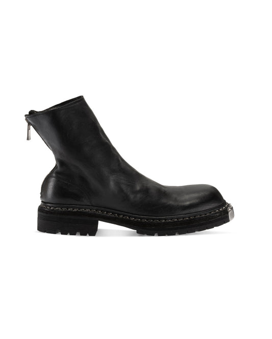 Black Horse Leather GR06V Back Zip Big Daddy Boots