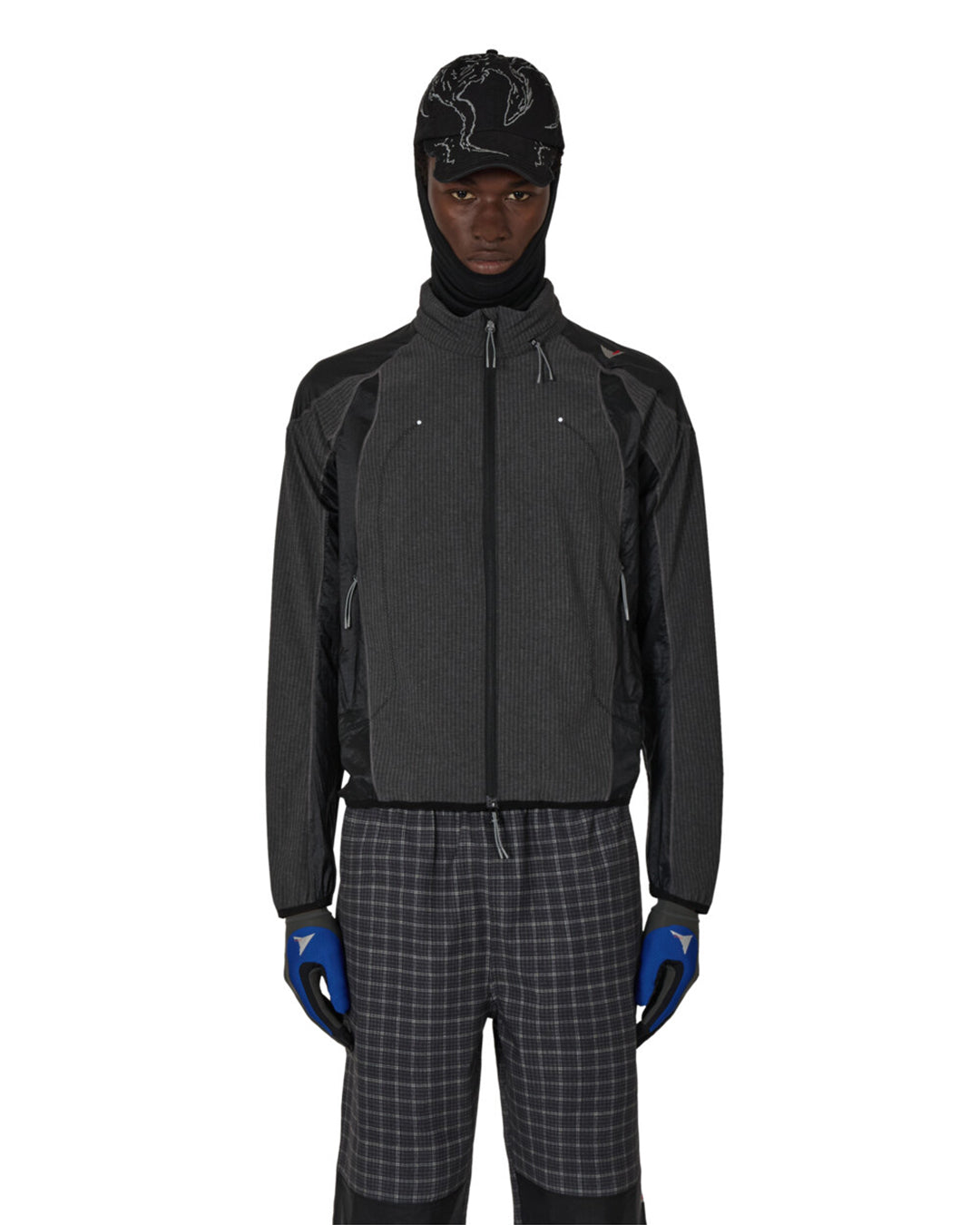 Black Numb Pinstriped Hooded Wind Jacket