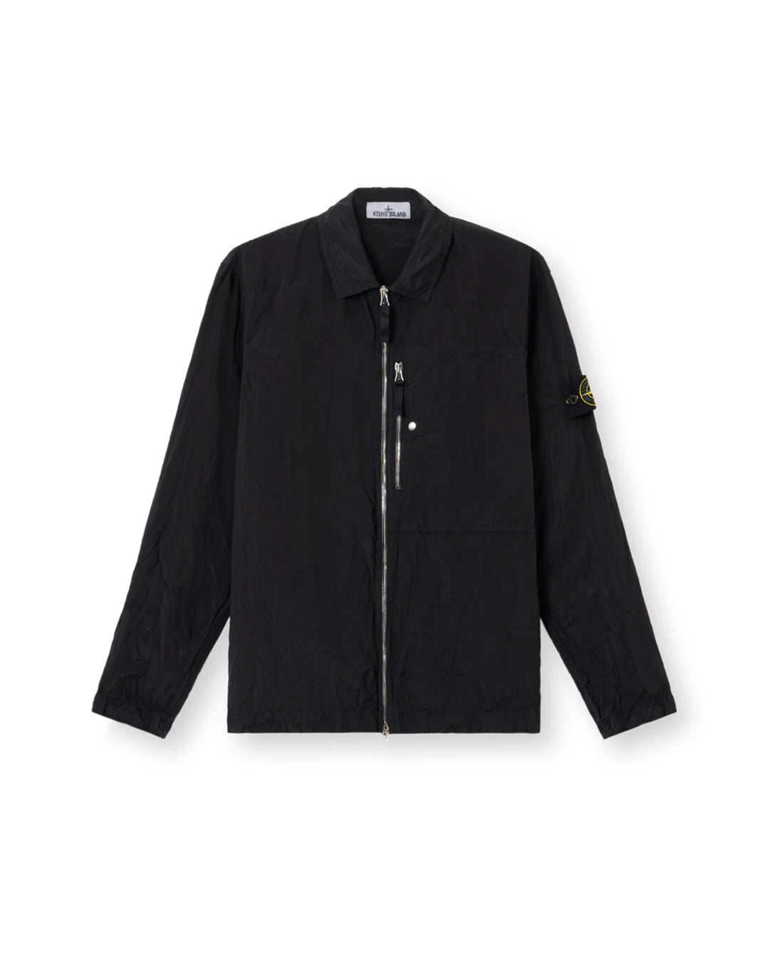 Black Nylon Metal in ECONYL Chest Pocket Two-Way Zip Overshirt