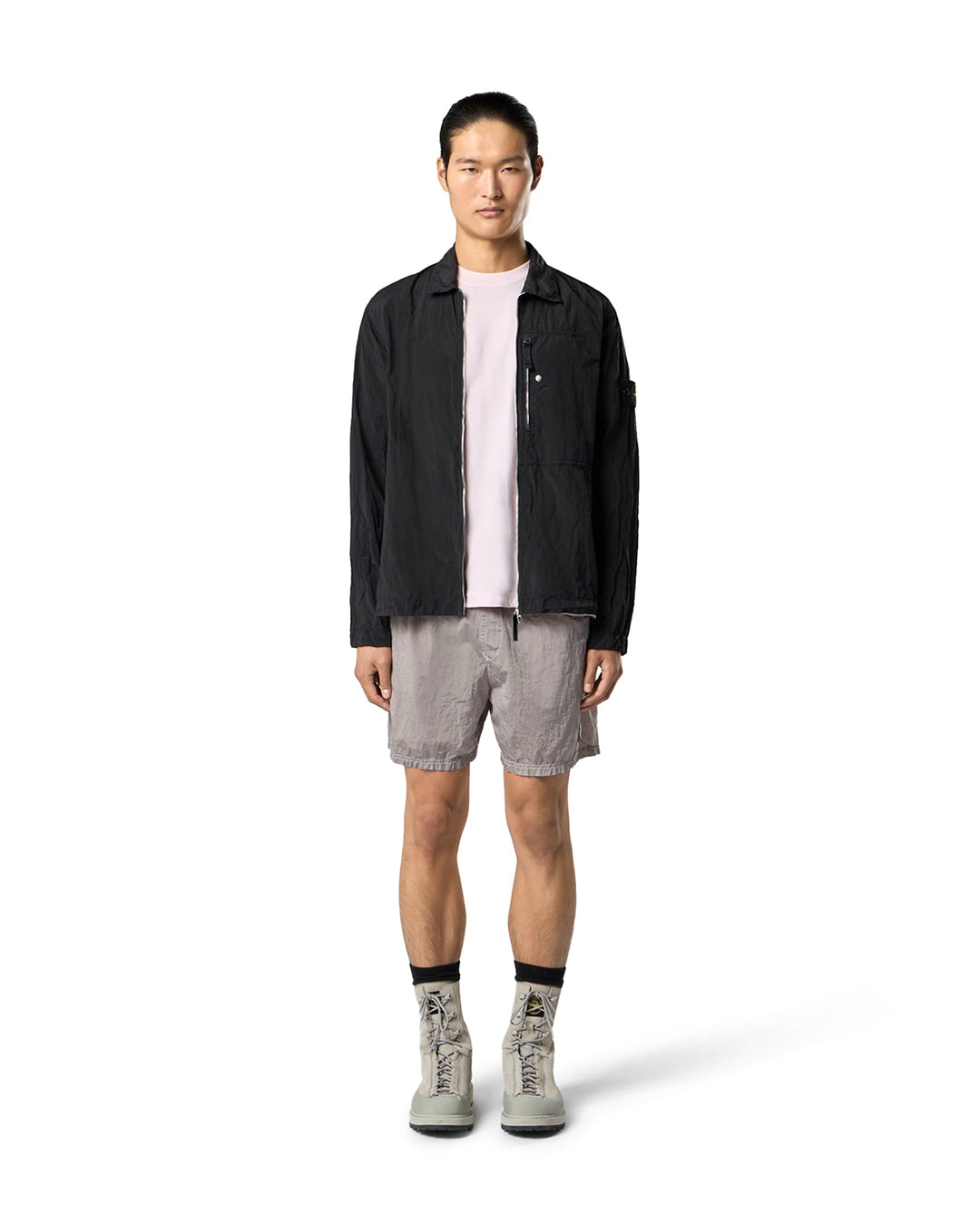 Black Nylon Metal in ECONYL Chest Pocket Two-Way Zip Overshirt