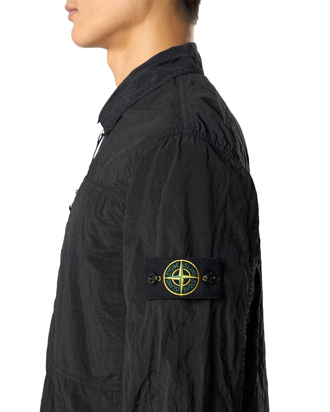 Black Nylon Metal in ECONYL Chest Pocket Two-Way Zip Overshirt