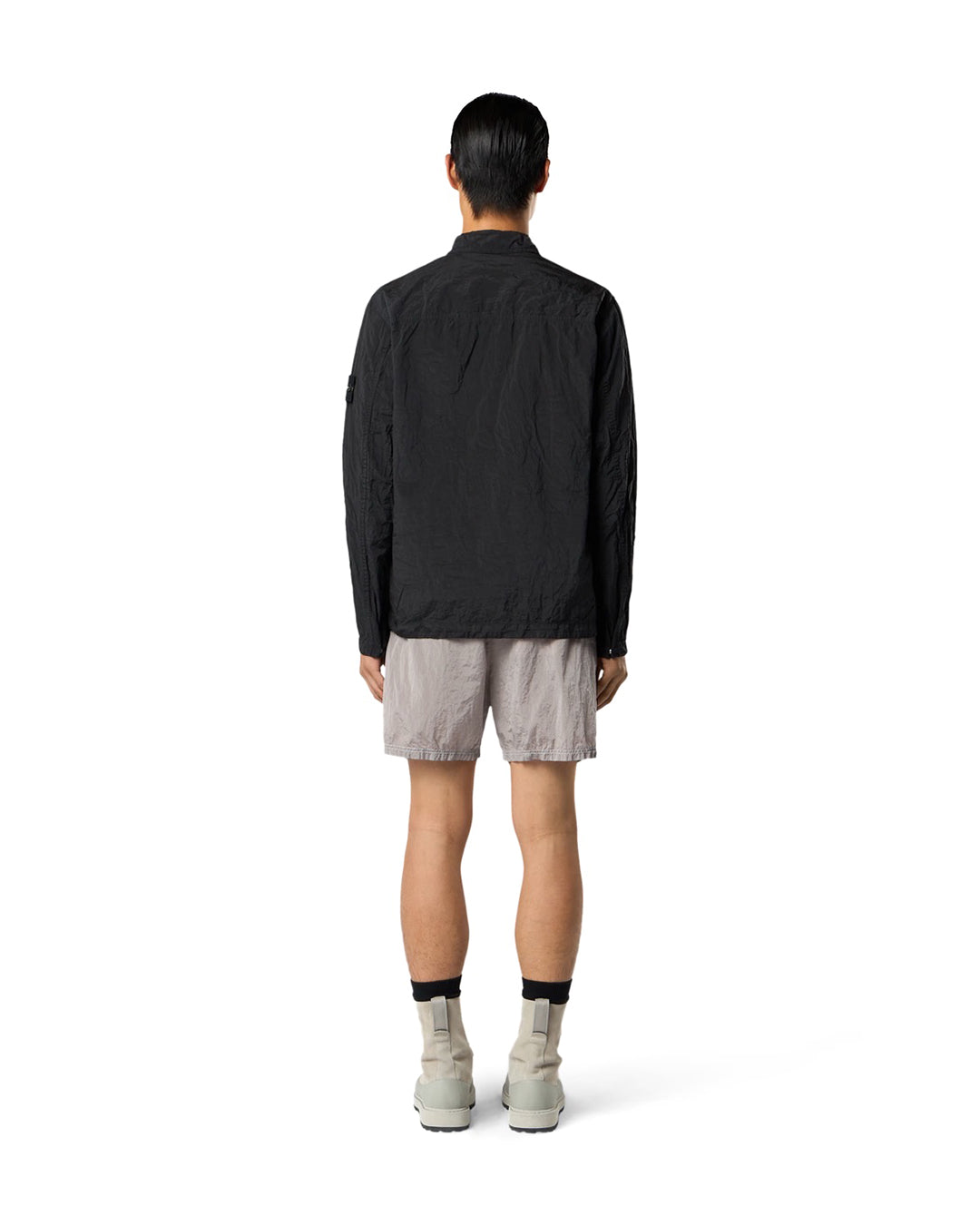 Black Nylon Metal in ECONYL Chest Pocket Two-Way Zip Overshirt