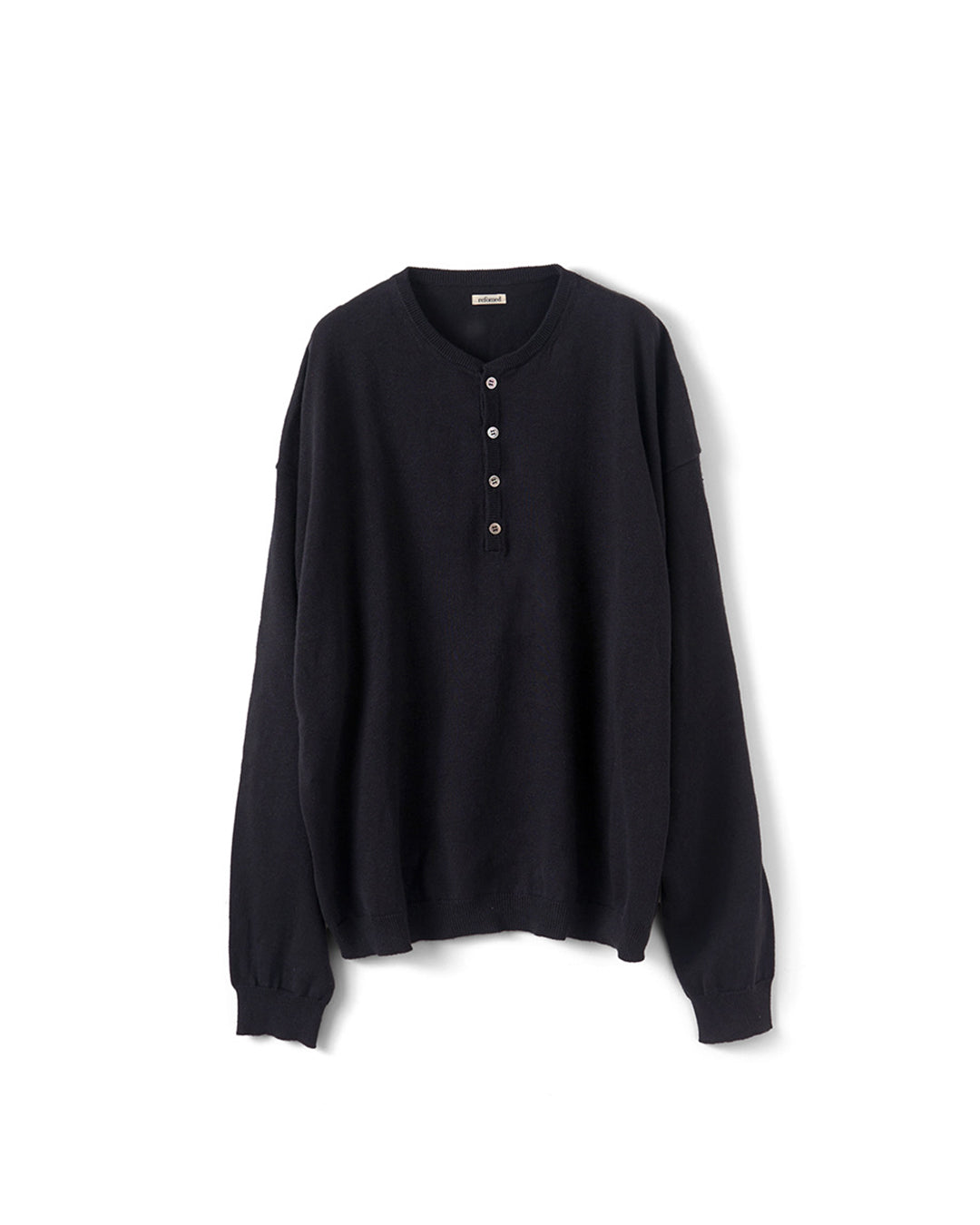Black Old Man Henley Neck Knit