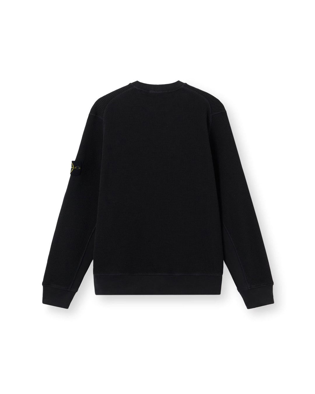 Black Organic Cotton Waffle Fleece Crewneck Sweatshirt