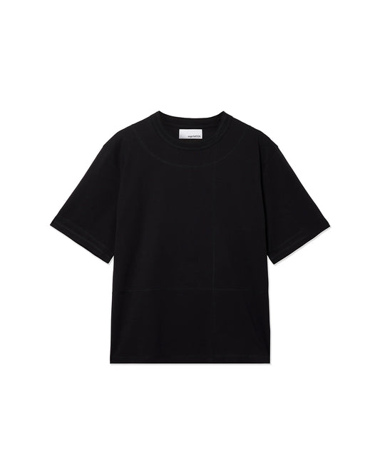 Black Cotton Cross Stitch Short Sleeve T-Shirt