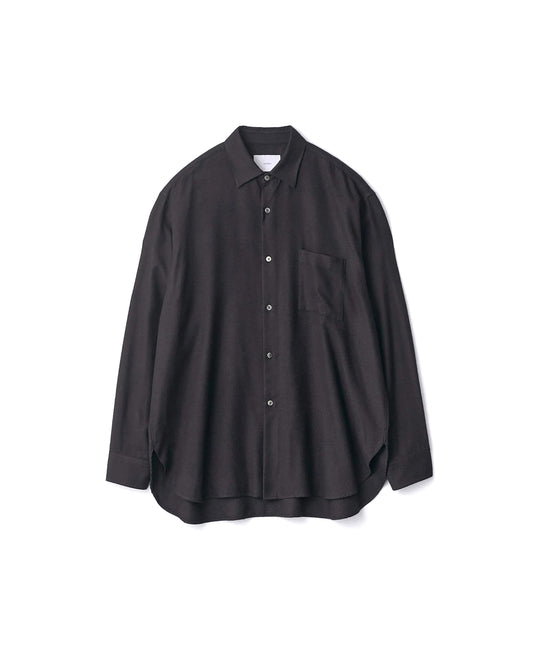 Black Silk Rayon Flannel Oversized Down Pat Shirt