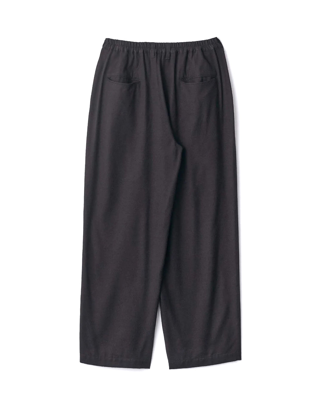 Black Silk Rayon Flannel Wide Easy Trouser