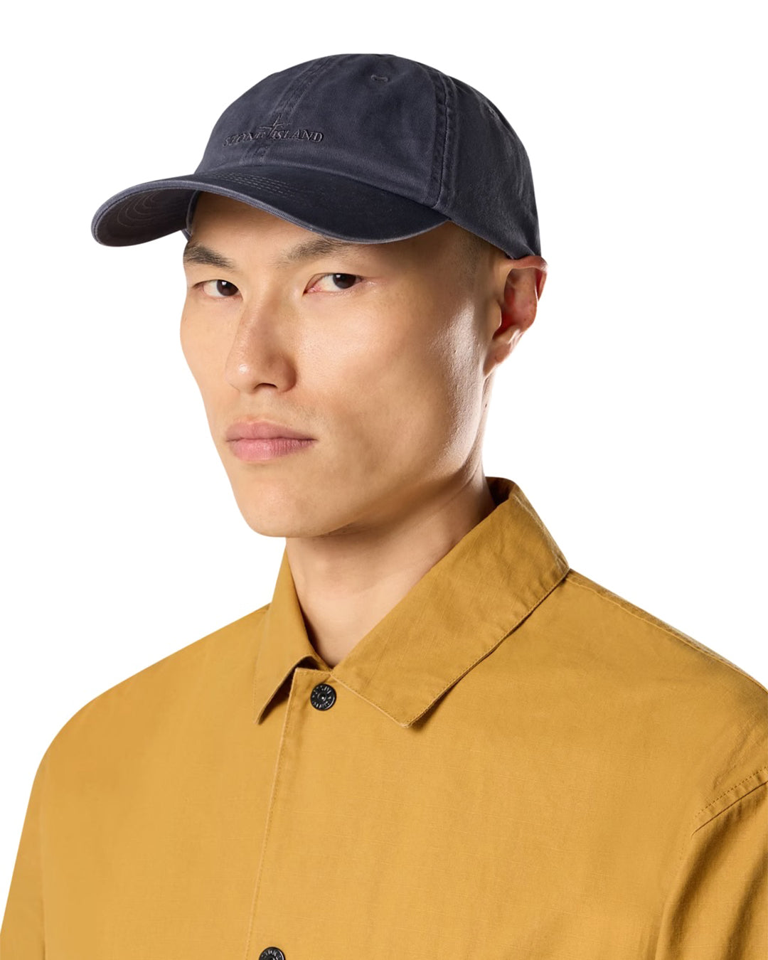 Blue Grey Brushed Cotton Gabardine Baseball Cap