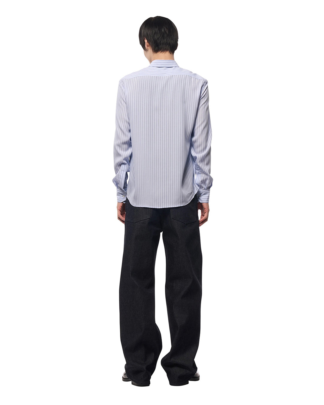 Blue Stripe Silky Dress Shirt