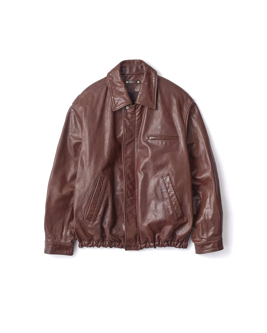 Brown Cow Leather Vintage Zip Jacket