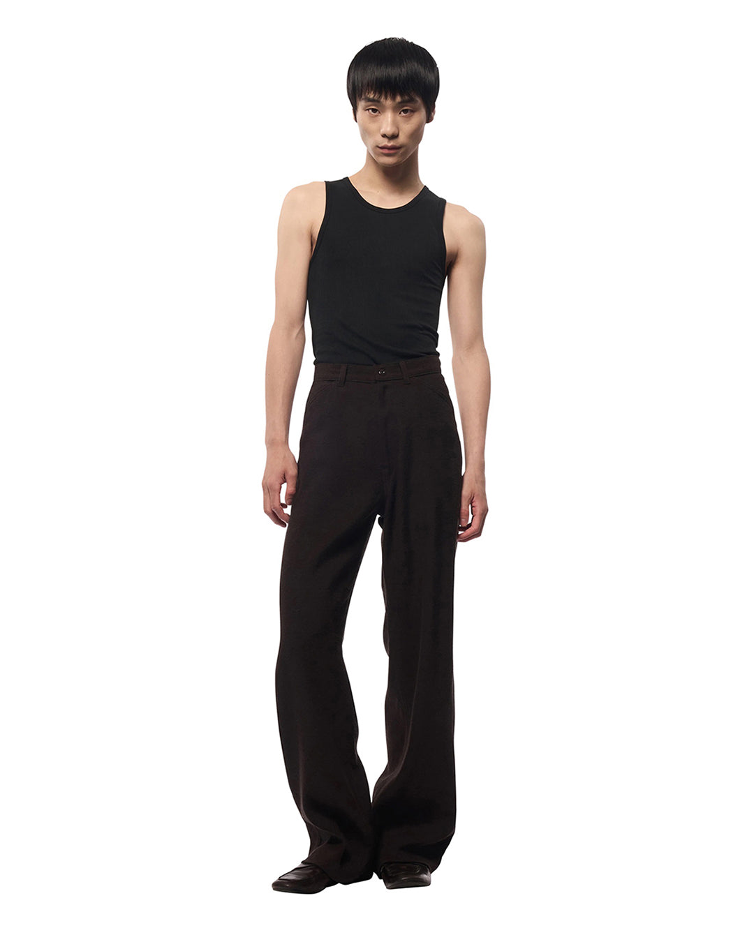 Brown Silk Linen 5 Pocket Trouser