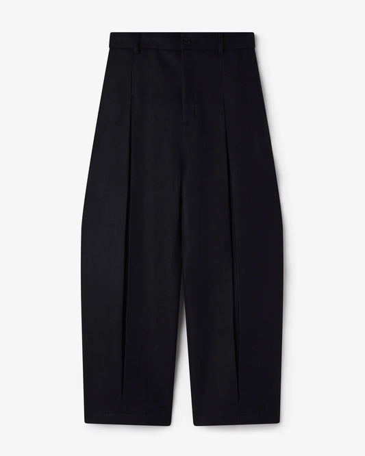 Dark Navy Box Pleat Wool Trouser