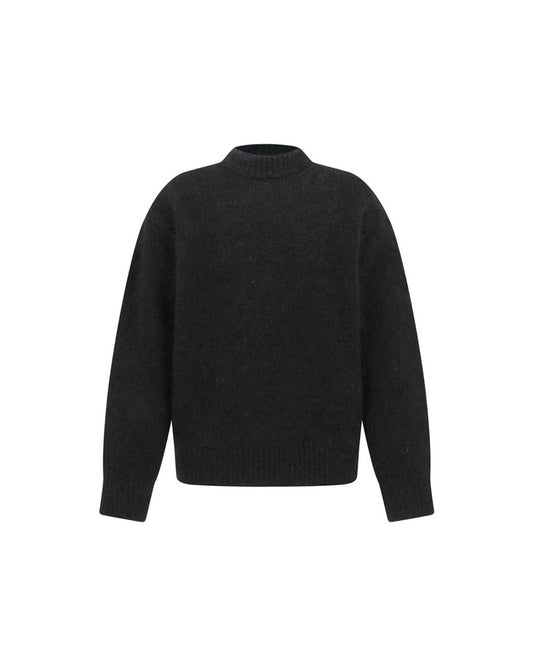 Black Hairy Rounded Pullover