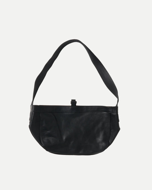 Black Leather Lot.018 Small Newsboy Bag