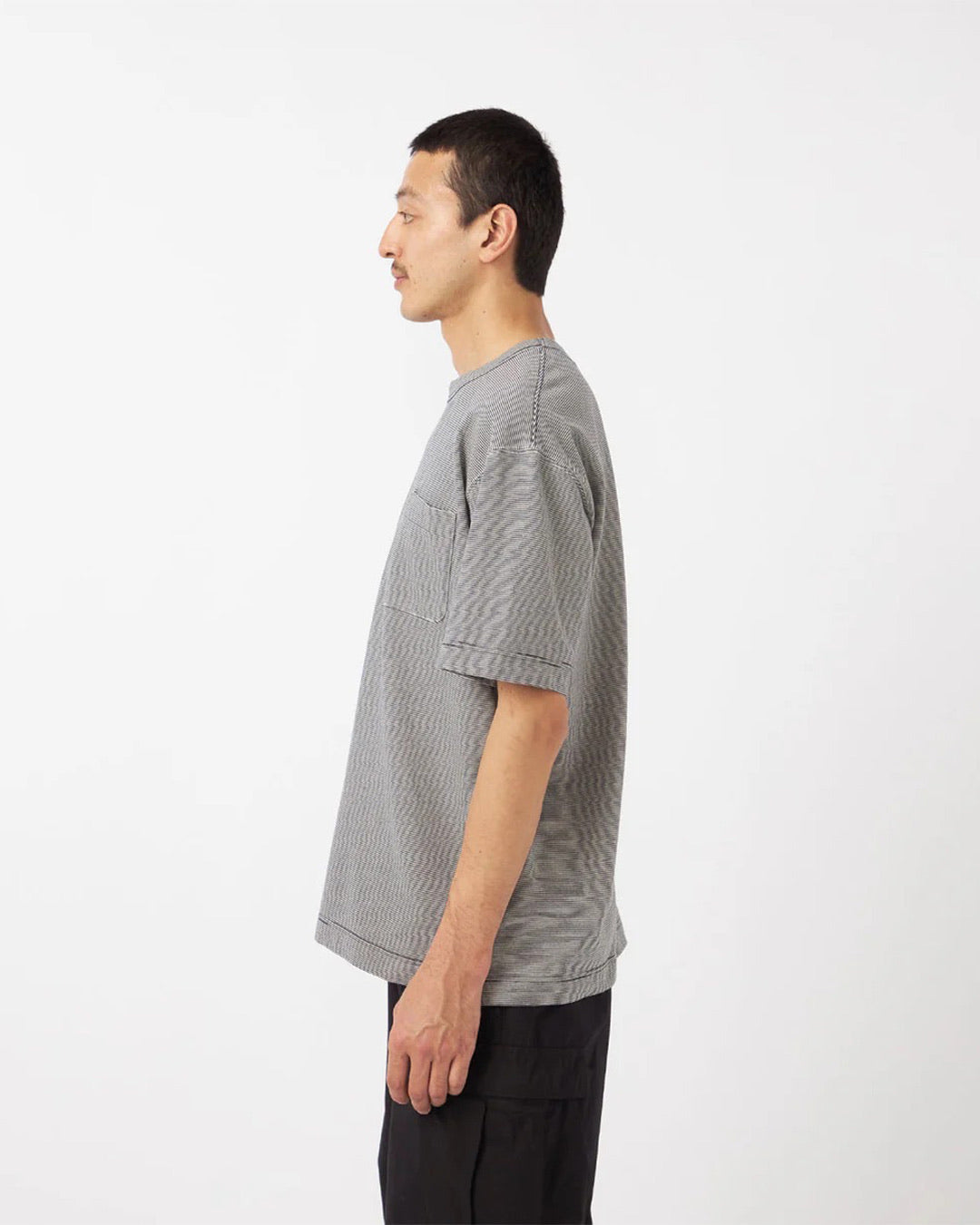 Navy/White Micro Stripe Pocket Tee