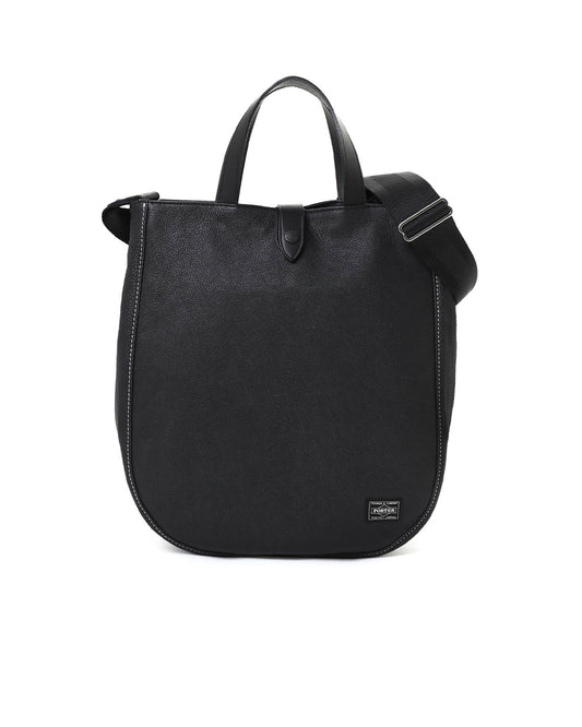 Black Cowhide Leather Cisco 2Way Tote Bag