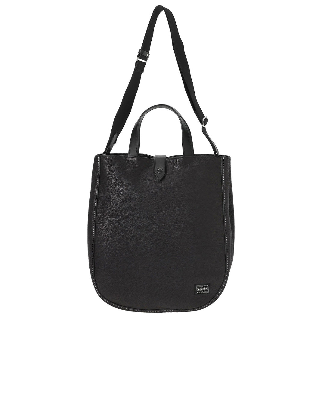 Black Cowhide Leather Cisco 2Way Tote Bag