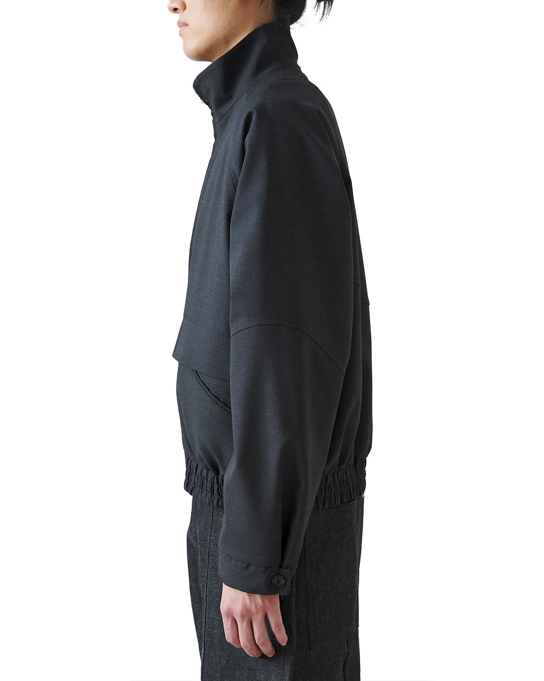 Charcoal Tropical Wool Cropped Ji Jacket