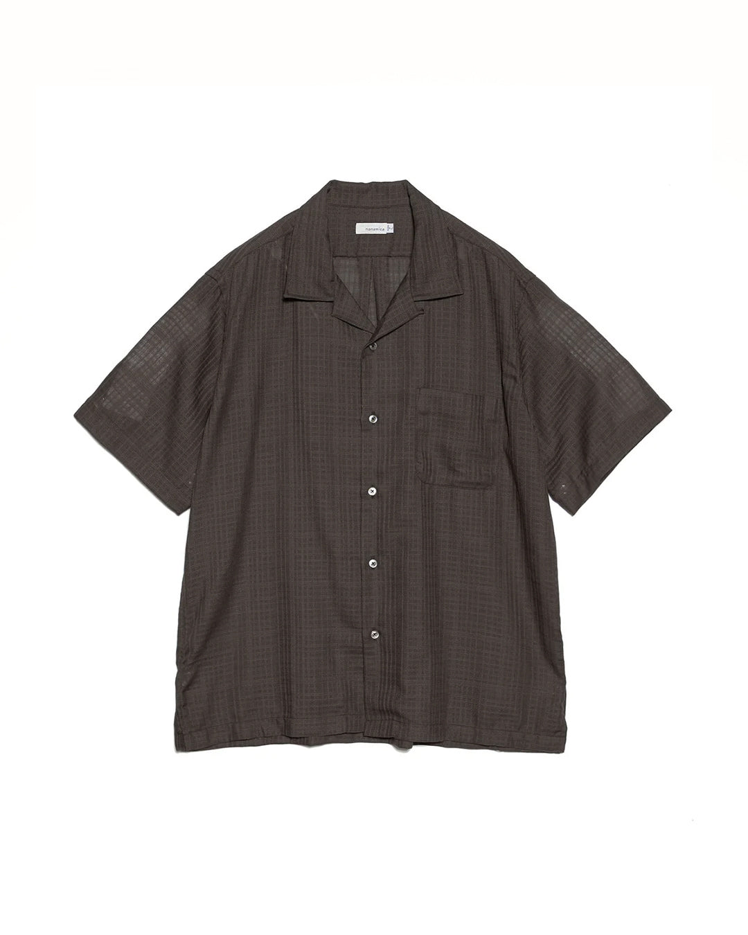 Charcoal Open Collar Panama S/S Shirt