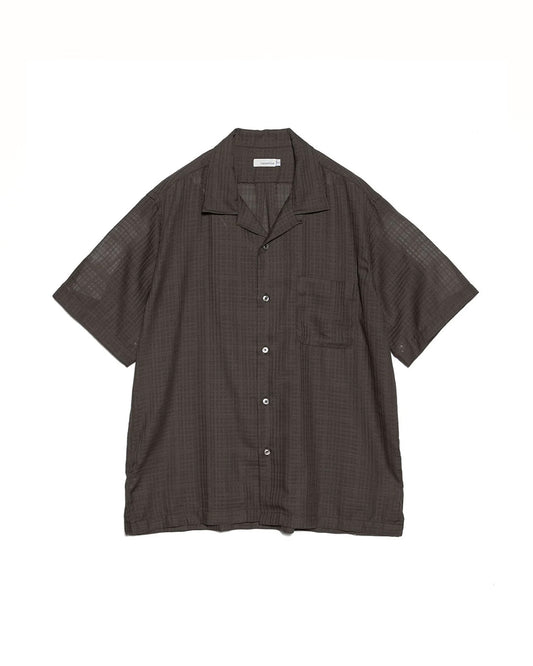 Charcoal Open Collar Panama S/S Shirt