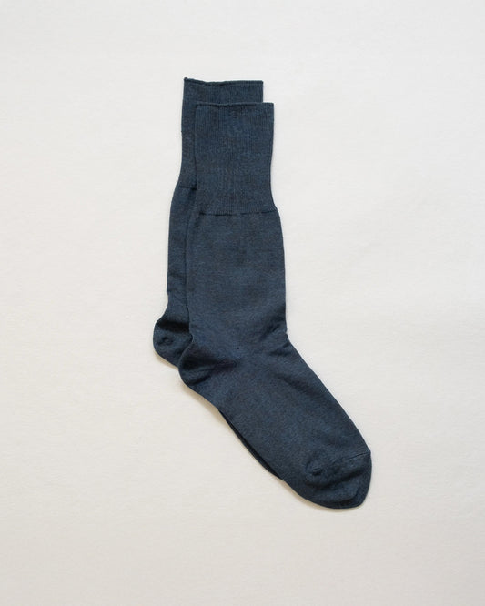 Natural Black x Indigo Organic Cotton Ribbed Socks