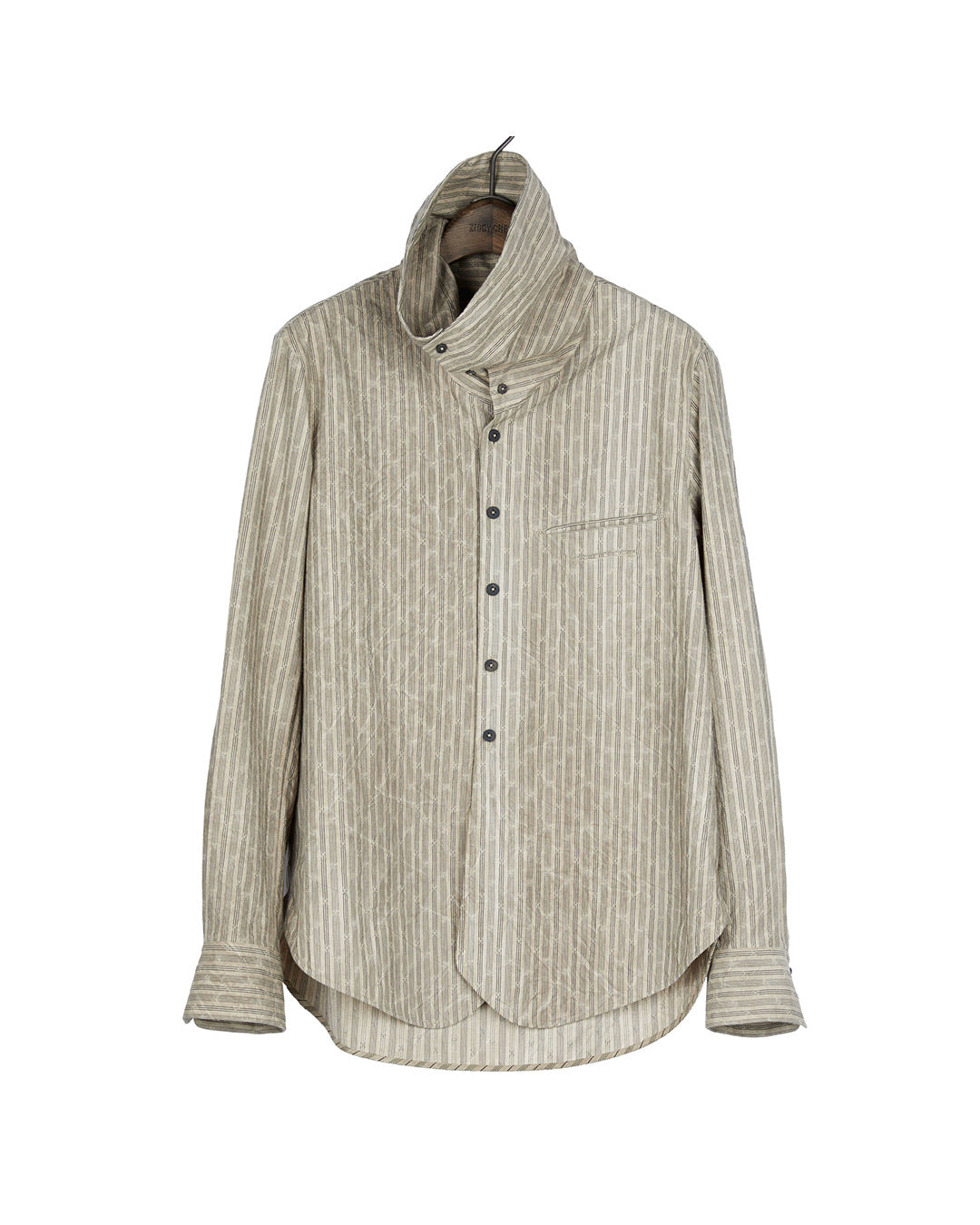 High Collar Jacquard Stripe Shirt