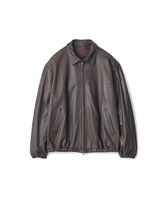 Dark Brown Lamb Leather Light Zip Jacket