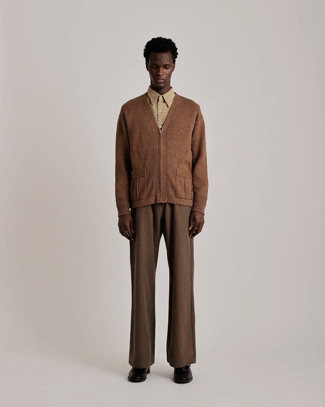Dark Brown Lot.530 Zip Up Cardigan
