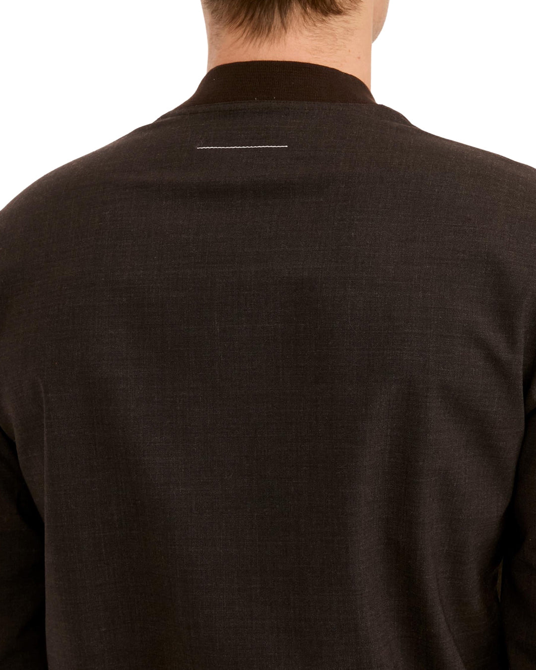 Deep Brown Tailoring Wool Blend Long Sleeve Top