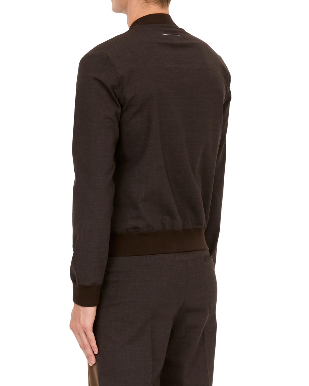 Deep Brown Tailoring Wool Blend Long Sleeve Top