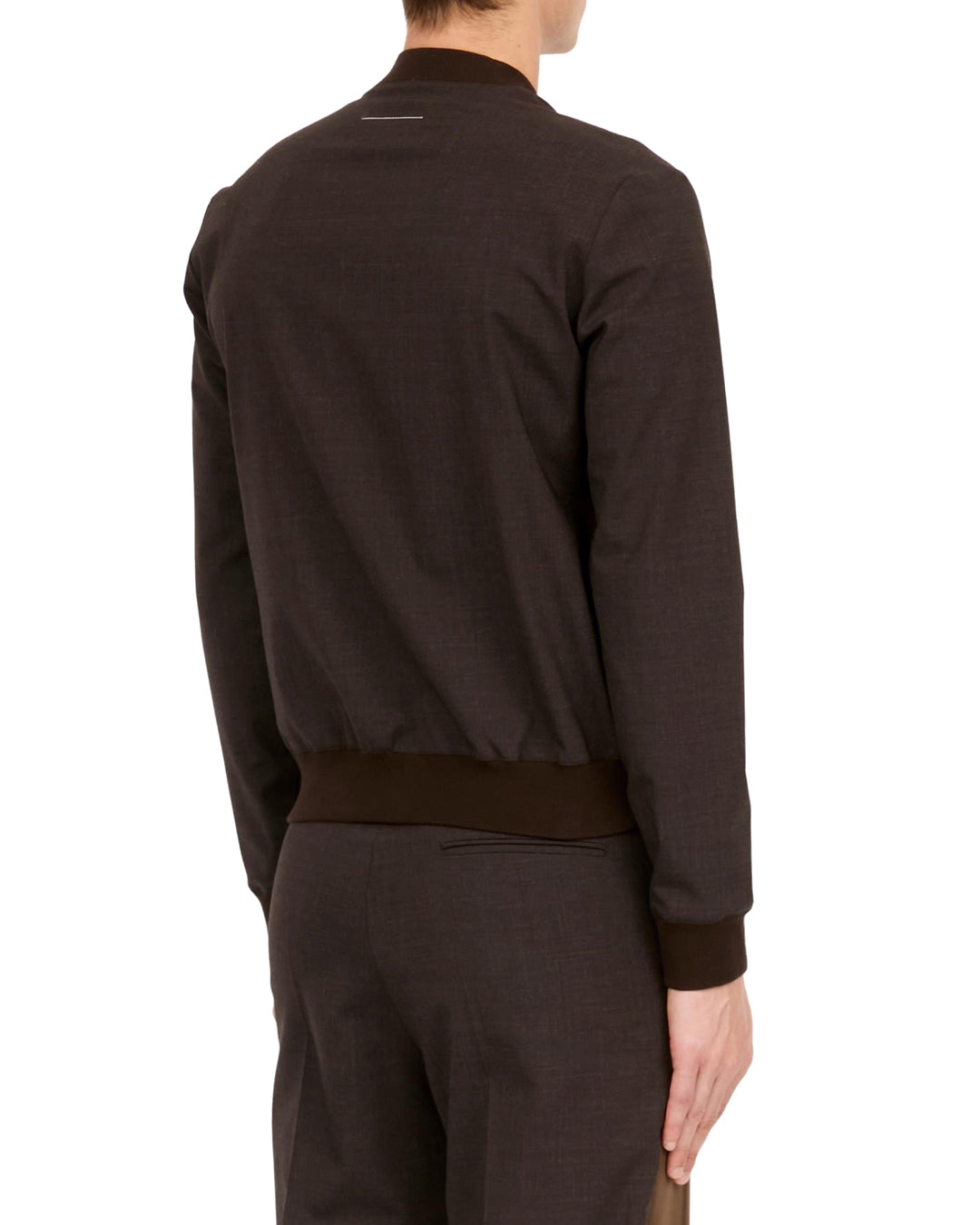 Deep Brown Tailoring Wool Blend Long Sleeve Top