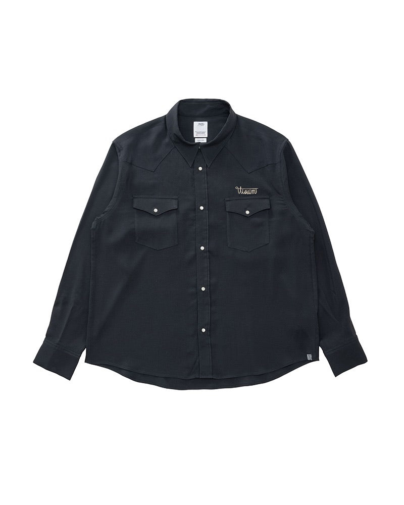 Black Rayon Canvas Four Corners Long Sleeve Shirt