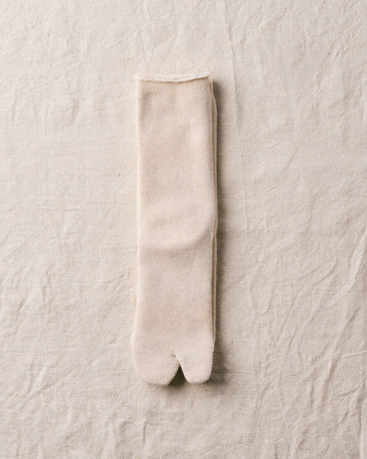 White Organic Cotton Yak Pile Tabi Socks