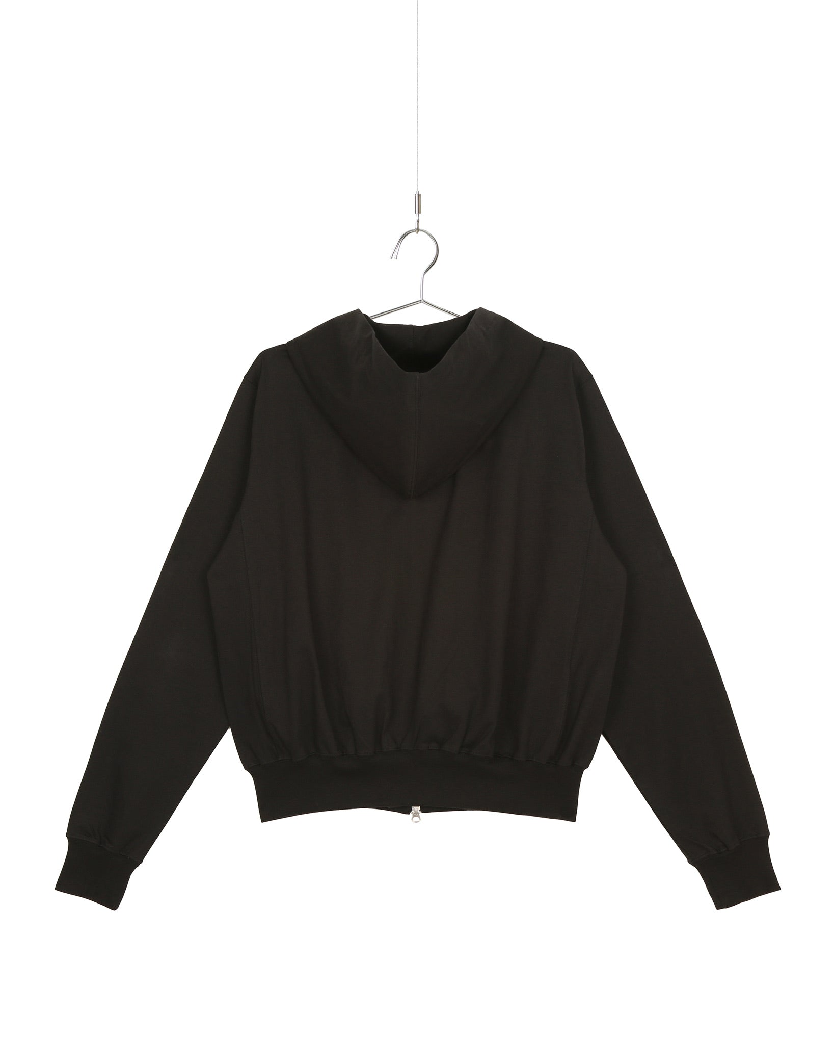 Black Two-Way Zip-Up Short Hoodie