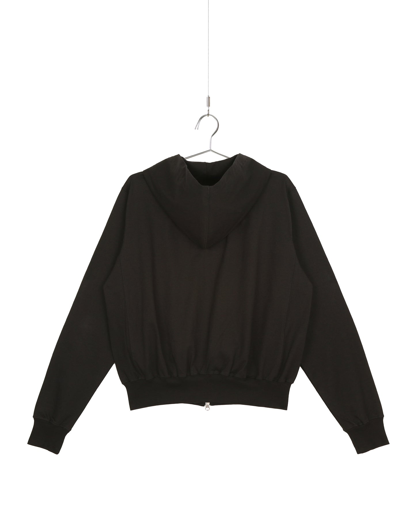 Black Two-Way Zip-Up Short Hoodie